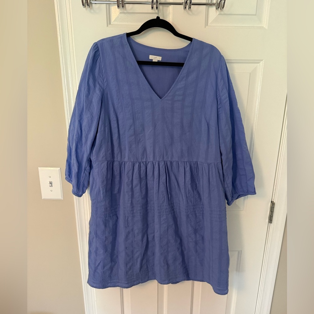 J. Jill Periwinkle V-Neck Long Sleeve Tiered Tunic Dress